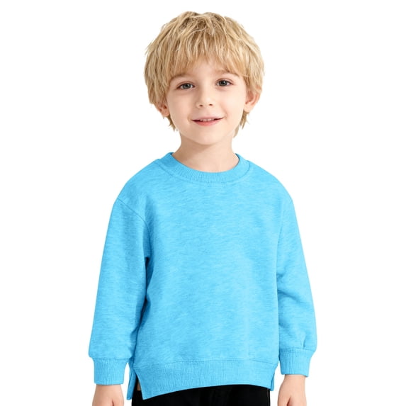 KHONTS Toddler Baby Boy Girl Pullover Sweatshirt Solid Color Crewneck Blouse Shirt Tops Warm Fall Winter Clothes,Size 6M-5Y