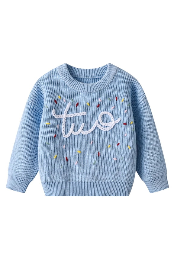Toddler Baby Girls First Birthday Outfit Two Sweater Top Knit Pullover Sweatshirt Fall Winter Clothes,Sizes 3M-8Y BU2 66