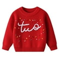 thumbnail image 1 of KHONTS Toddler Baby Girls First Birthday Outfit Two Sweater Top Knit Pullover Sweatshirt Fall Winter Clothes,Sizes 3M-8Y Red 120, 1 of 6