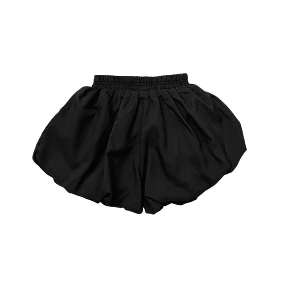 KHONTS Toddler Baby Girls Shorts Casual Plain Short Pants Summer Puff Beach Shorts with Pockets,Size 1-6 Years Black 130