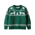 thumbnail image 1 of KHONTS Toddler Boy Girl Christmas Sweater Pullover Reindeer Snowman Sweatshirts Winter and Fall Warm Soft Cute Casual Tops,Sizes 18M-6Y Dark Green 100, 1 of 9
