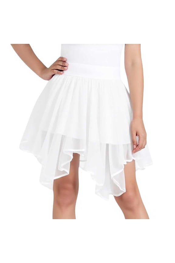 Toddler Girls Asymmetry Hem Ballet Skirts Wrap Knee Length Layered Dance Cover Up,Size 1-6 Years White 90