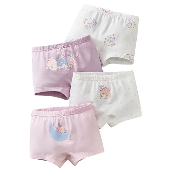 KHONTS Toddler Girls Cute Shorts Underwear 4 Pack Soft Cozy Boxer Brief,Size 3T-14T Light Purple 150