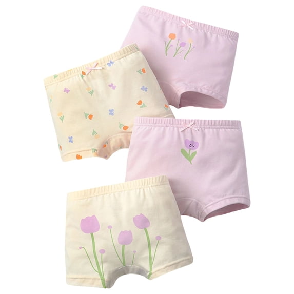 KHONTS Toddler Girls Cute Shorts Underwear 4 Pack Soft Cozy Boxer Brief,Size 3T-14T Purple 110