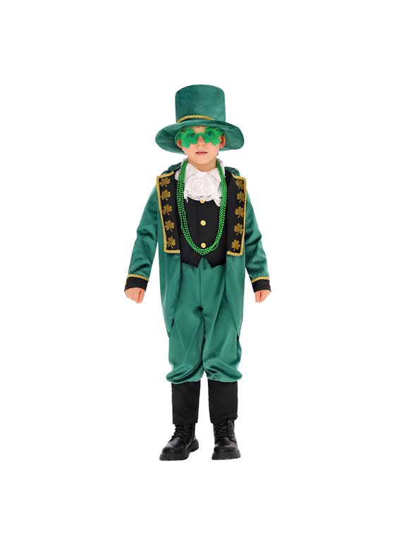 Toddler Leprechaun Saint Patrick's Day Outfit for Kids Dark Green L