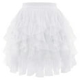 thumbnail image 1 of KHONTS Tulle Skirts for Women Short Fairy Skirt Tutu A-Line Mesh Layered Carnival Mardi Gras Skirts White L, 1 of 2