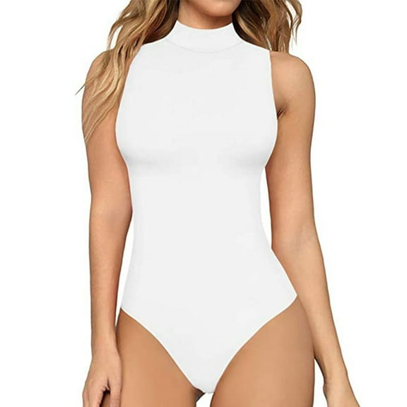 KHONTS Tummy Control Shapewear Bodysuit for Women High Cut Seamless Body Shaper Sleeveless Racerback Thong Body Suit Tank Light Purple S