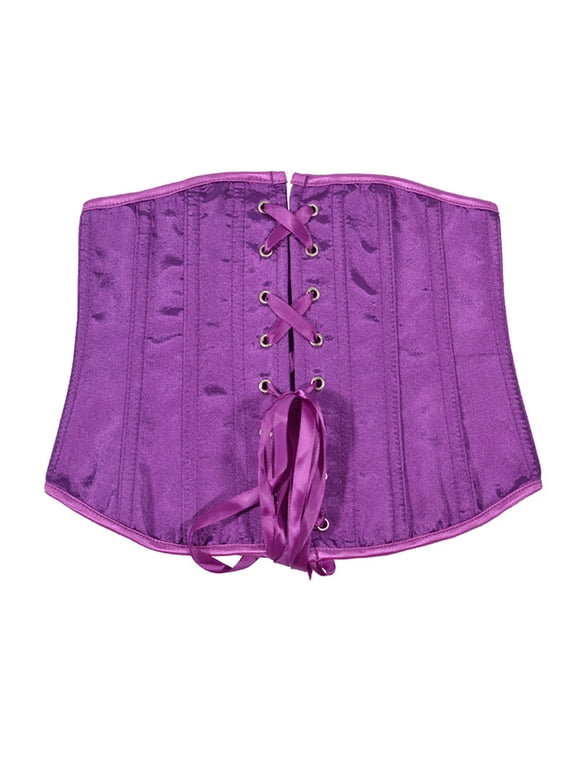 ,Underbust Corsets for Women Black Corset Top Waist Trainer Fashion Bustier Plus Size Corset Purple XL