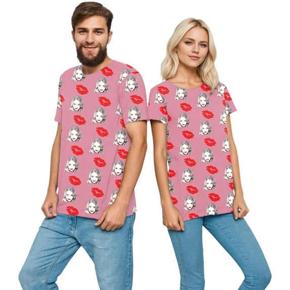 KHONTS Valentine's Day Custom T Shirts for Couple Personalized Image Customized T Shirts Personalized Custom Tess C-Pink L