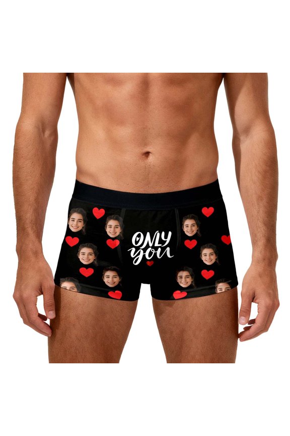 Valentine's Day Personalized Boxers for Men Custom Face Underwear with Picture Boyfriend Customized Boxer Briefs Black5 S