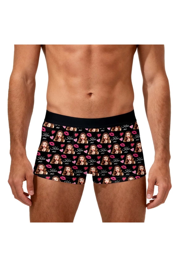 Valentine's Day Personalized Boxers for Men Custom Face Underwear with Picture Boyfriend Customized Boxer Briefs Black6 XXXL