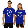 thumbnail image 1 of KHONTS Valentine's Day Sweat Heart T Shirts for Couple Women and Men Crew Neck Short Sleeve T Shirt Fashion Casual Tees Blue S, 1 of 4