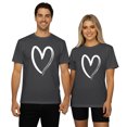 thumbnail image 1 of KHONTS Valentine's Day Sweat Heart T Shirts for Couple Women and Men Crew Neck Short Sleeve T Shirt Fashion Casual Tees Grey L, 1 of 4