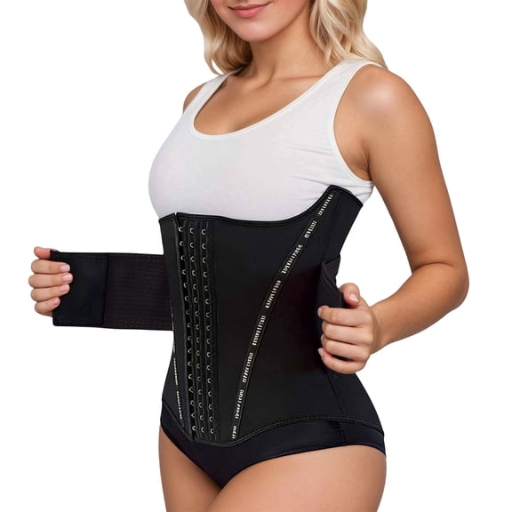 KHONTS Waist Trainer for Women Trimmer Belt Waist Cincher Tummy Wrap Plus Size Snatch Bandage Body Shaper Black M