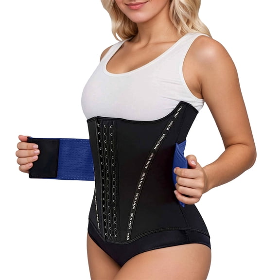 KHONTS Waist Trainer for Women Trimmer Belt Waist Cincher Tummy Wrap Plus Size Snatch Bandage Body Shaper Blue XL