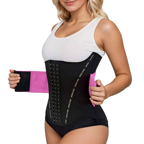 KHONTS Waist Trainer for Women Trimmer Belt Waist Cincher Tummy Wrap Plus Size Snatch Bandage Body Shaper Pink XXXL