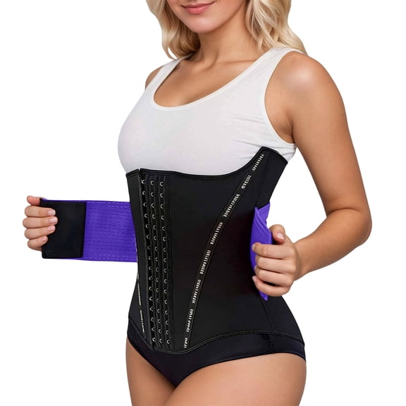 KHONTS Waist Trainer for Women Trimmer Belt Waist Cincher Tummy Wrap Plus Size Snatch Bandage Body Shaper Purple L
