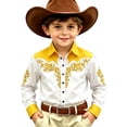thumbnail image 1 of KHONTS Western Cowboys Shirts for Kids Button down Casual Collared Shirts,Size 4-13 Years Yellow 160, 1 of 3