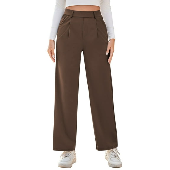 KHONTS Wide Leg Pants for Women Work Business Casual High Waisted Dressy Pants Flowy Trousers for Office Coffee XL