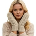 thumbnail image 1 of KHONTS Winter Mittens Gloves for Women Warm Lining Knit Thick Thermal Snow Gloves for for Cold Weather Gifts Beige One Size, 1 of 5