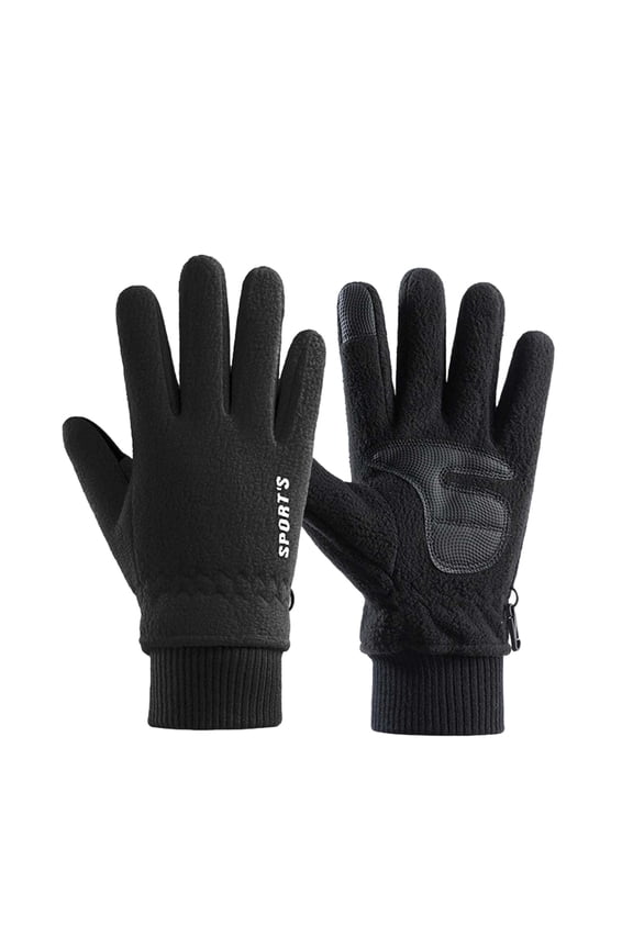 Winter Thermal Polar Gloves for Women Cold Weather Lining Mittens for Running Cycling Walking Outdoor Black One Size