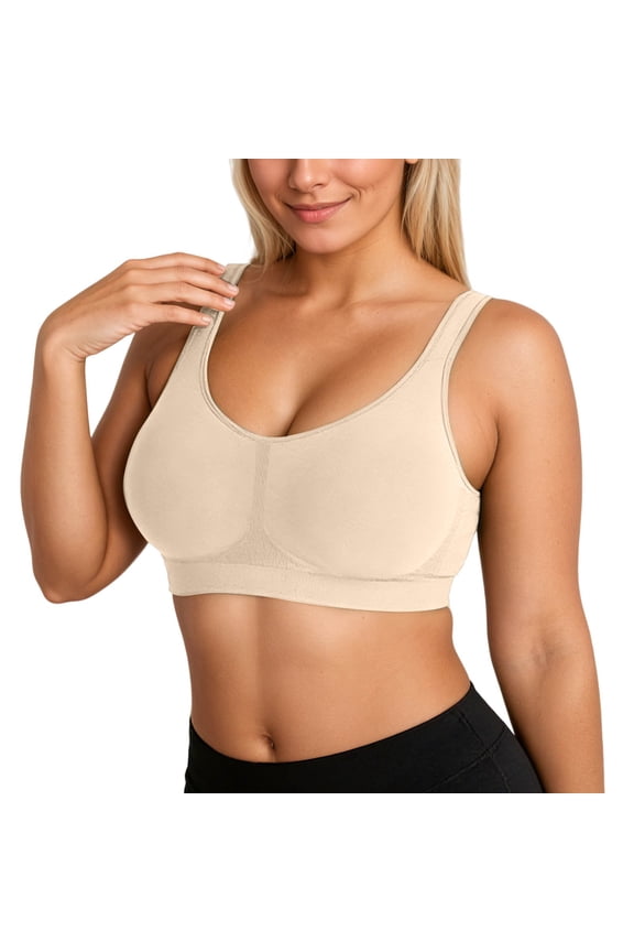 Wireless Bras for Women Support Natural Lift Bra No Underwire Compression Everyday Bralettes Beige XXXXL