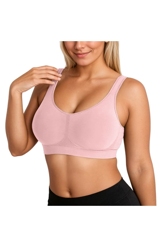 Wireless Bras for Women Support Natural Lift Bra No Underwire Compression Everyday Bralettes Pink XXL