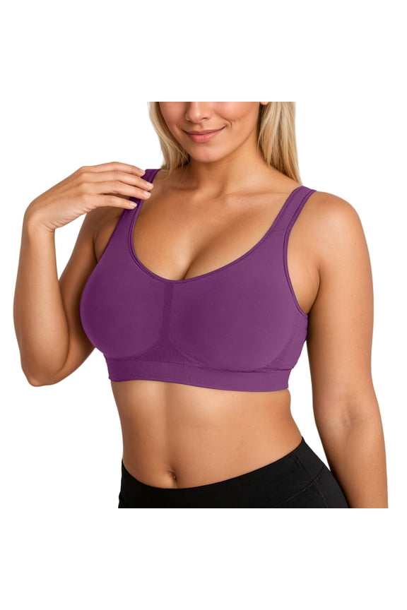 Wireless Bras for Women Support Natural Lift Bra No Underwire Compression Everyday Bralettes Purple M