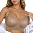 thumbnail image 1 of KHONTS Wireless Push Up Bras for Women Scalloped Trim Seamless Lift Soft Bra Comfortable Lace Padded Bralette Plus Size Breathable Bralettes Khaki XXL, 1 of 4