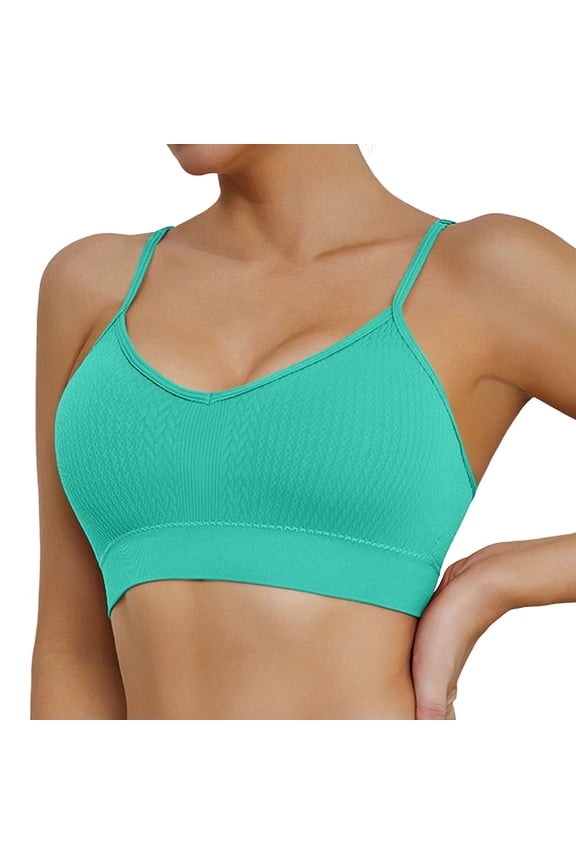 ,Woman's Seamless Sports Bras Wireless Push up Ribbing Bra Comfortable Low Back Invisible Support Yoga Bralettes Mint Green L