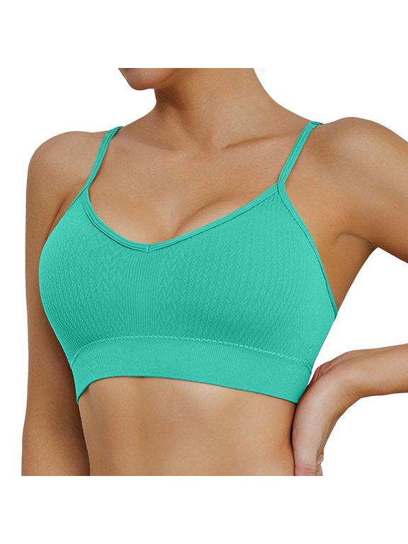 ,Woman's Seamless Sports Bras Wireless Push up Ribbing Bra Comfortable Low Back Invisible Support Yoga Bralettes Mint Green S