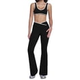 thumbnail image 1 of KHONTS Women 2 Piece Workout Yoga Sets Color Block Sports Bra High Waist Flared Leggings Gym Yoga Pilates Outfits Black M, 1 of 3