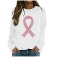 thumbnail image 1 of KHONTS Women Cancer Sweatshirt Sequin Cancer Awareness Long Sleeve Casual Fall Crewneck Pullover Sweatshirts White XL, 1 of 4