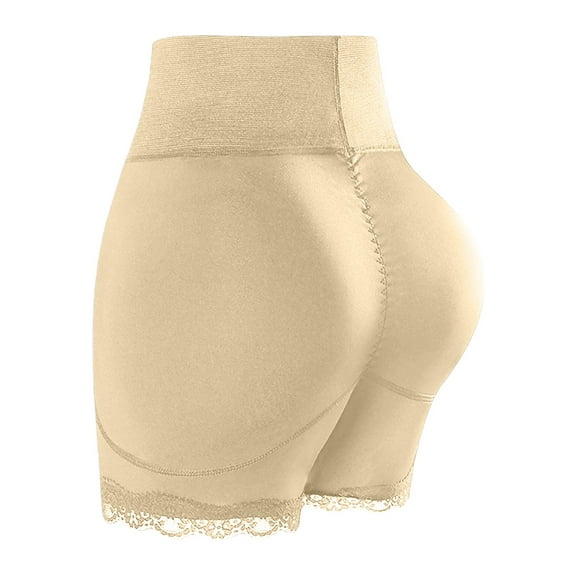 KHONTS,Women Butt Lifter Panties Padded Shapewear Hip Enhancer Pads Shorts Seamless Underwear Tummy Control Boyshorts Beige M