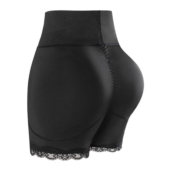 KHONTS,Women Lifter Panties Padded Shapewear Enhancer Pads Shorts Seamless Underwear Tummy Control Boyshorts Black XXXXL