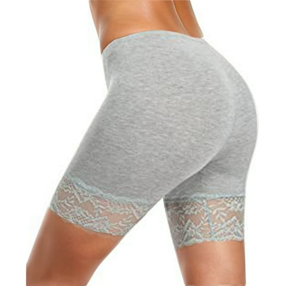 KHONTS Women Lace Shorts Seamless Anti-Sagging Shorts Bloomers Shorts Panties Leggings for Under Dresses Grey L