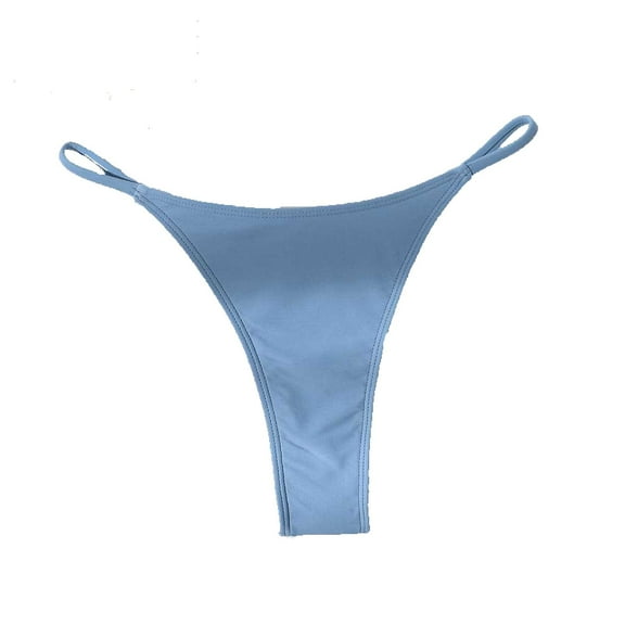 KHONTS Women Thong Bikini Bottoms Low Waist Briefs Bottom Cheeky Underpants Sky Blue M