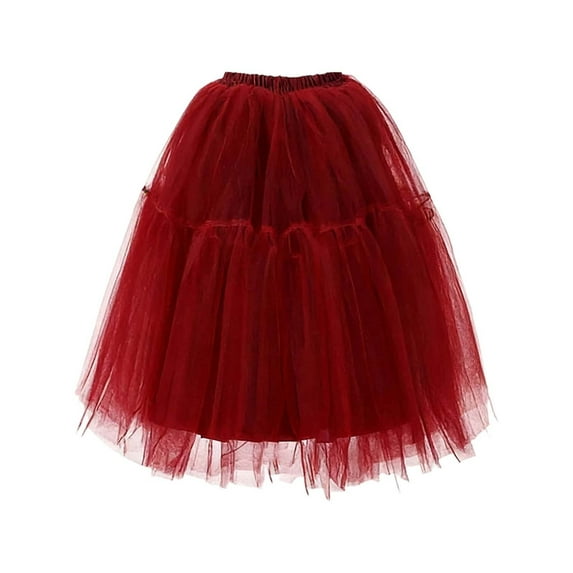 KHONTS Women Tutu Skirt Knee Tulle Skirt Petticoat Skirts Crinoline Rockabilly Tutu Skirts S