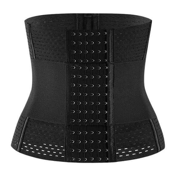KHONTS Women Waist Trainer Shapewear For Weight Loss Tummy Control Body Shaper Breathable Waist Cincher With Adjustable Hooks Black L