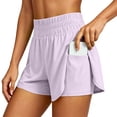 thumbnail image 1 of KHONTS Women's 2-in-1 Athletic Shorts High Waist Running Short with Pockets Sporty Shorts Gym Workout Shorts Purple S, 1 of 9