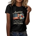 thumbnail image 1 of KHONTS Women's 250 Anniversary USA Shirt Patriotic America Graphic Casual Shirt 250 Years USA Flag Short Sleeve T-Shirt Black XXXL, 1 of 4