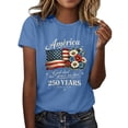 thumbnail image 1 of KHONTS Women's 250 Anniversary USA Shirt Patriotic America Graphic Casual Shirt 250 Years USA Flag Short Sleeve T-Shirt Blue L, 1 of 4