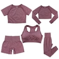 thumbnail image 1 of KHONTS Women's 5 Piece Sets Workout Short Sleeve Seamless Crop Top Yoga Gym Sport Outfits Brick Red L, 1 of 3