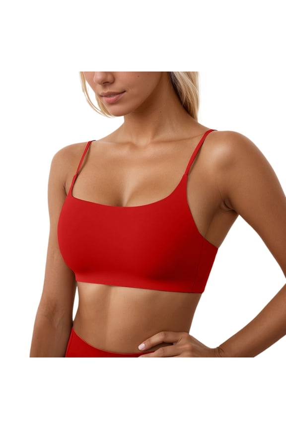 ,Women's Adjustable Spaghetti Strap Sports Bras Scoop Neck Wireless Athletic Camisole Padded Yoga Workout Crop Tops RD1 S
