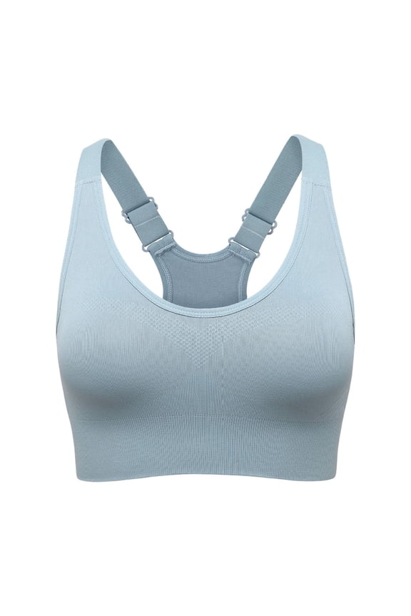 Women's Racerback Sports Non- Bras Adjustable Straps Wireless High Support Workout Yoga Running Athletic Camisole Blue M