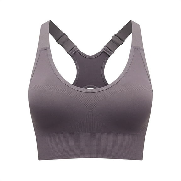 KHONTS,Women's Adjustable Sports Crop Tops High Support Padded Camisoles Workout Gym Fitness Running Yoga Bras Purple XL