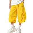thumbnail image 1 of KHONTS Women's Baggy Summer Shorts Pants 20s Loose Wide Leg Hop Casual Bermuda Shorts Streetwear Yellow XL, 1 of 4