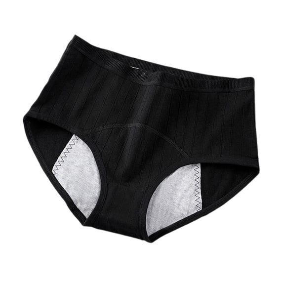 KHONTS Women's Breathable Cotton Period Panties Menstrual Heavy Flow Leak Proof Underwear Briefs Black XL