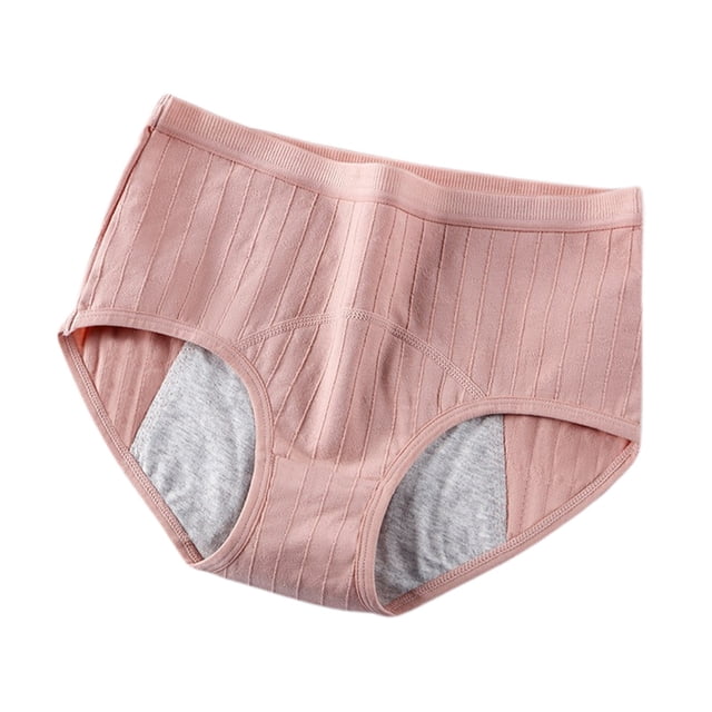 KHONTS Women's Breathable Cotton Period Panties Menstrual Heavy Flow Leak Proof Underwear Briefs Light Pink XXL