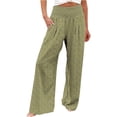 thumbnail image 1 of KHONTS Women's Casual High Waisted Palazzo Pants Wide Leg Trendy Trousers Floral Printed Boho Beach Vacation Pants with Pockets Army Green XXL, 1 of 5